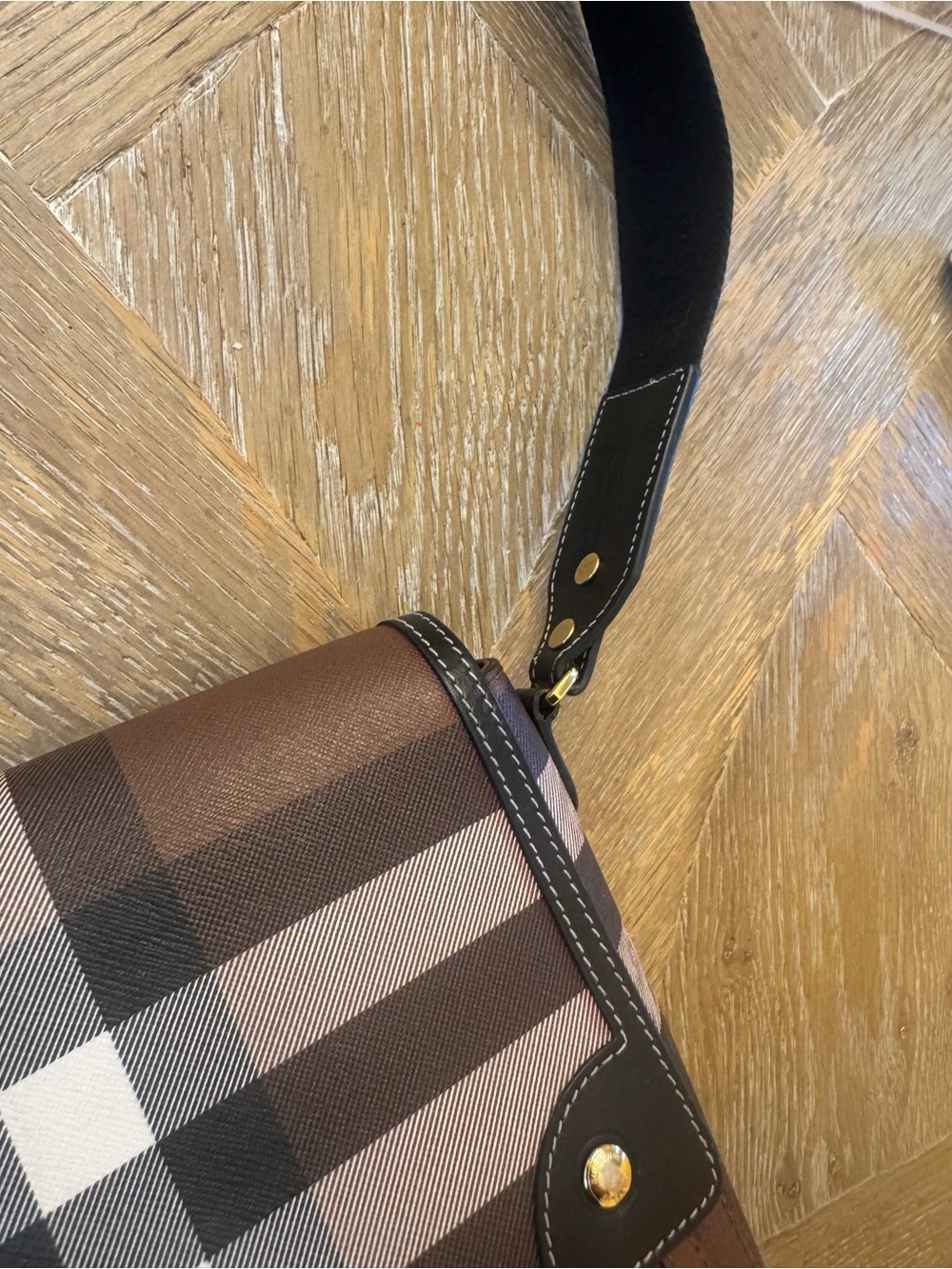 Burberry Note Giant Check E-Canvas Crossbody Bag - Picture 11 of 14